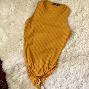 Gold Ribbed Bodysuit